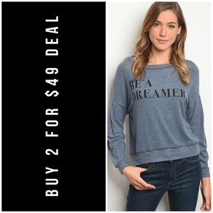 LAST2️⃣//“BE A DREAMER” SPECKLED BLUE TOP